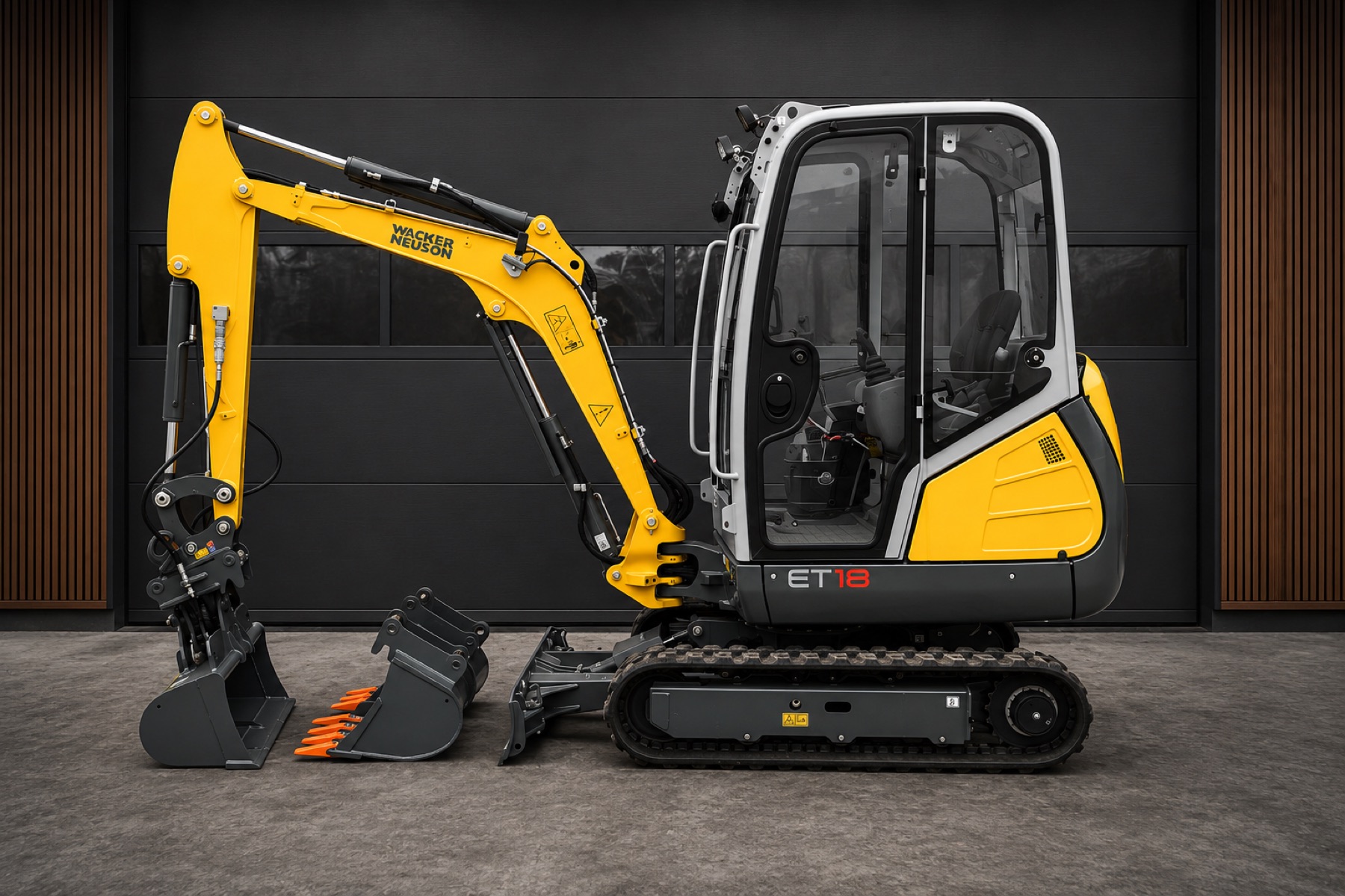 Minibagr Wacker Neuson ET18 se sadou lžic